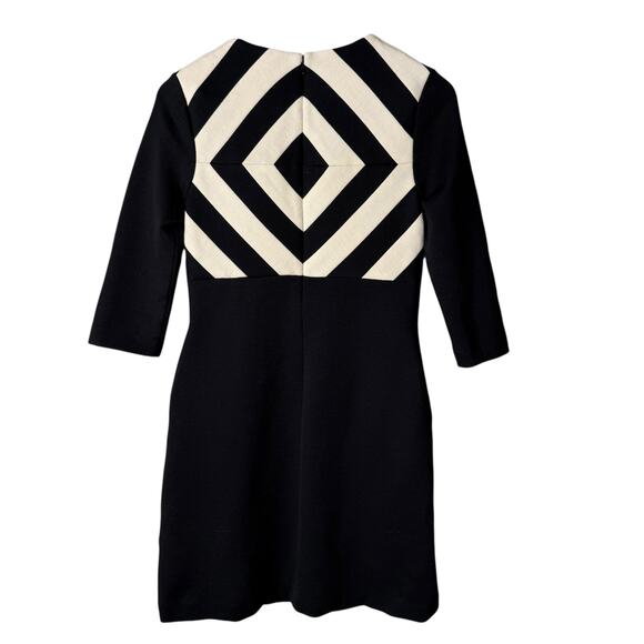 Lisa‎ Perry Wool Mod Mini Dress Long Sleeve Geometric Black and White, Size 2 - Picture 8 of 14